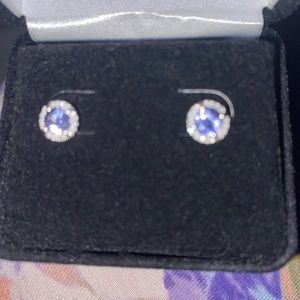 1/4 Luxury Tanzanite Diamond 10k White Gold Round Earrings Nw/B